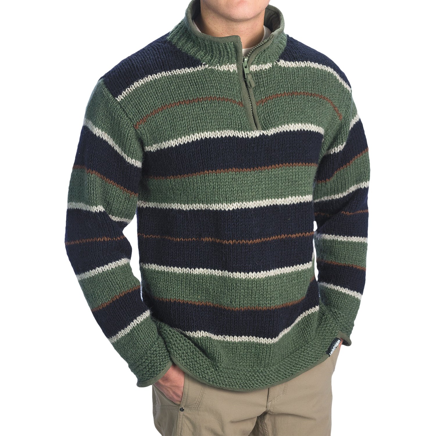 Laundromat Rugby Sweater Wool, Zip Neck (For Men) in Black Navy