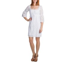 Laundry by Design Crochet Lace Dress - Passion Flower, 3/4 Sleeve (For Women) in Optic White - Overstock