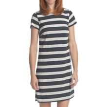 Laundry by Design Lurex Stripe T-Shirt Dress - Short Sleeve (For Women) in Dark Charcoal/Silver - Closeouts