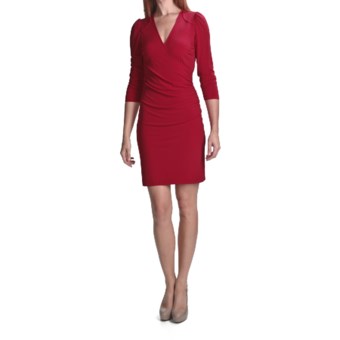 Laundry by Design Matte Jersey Faux-Wrap Dress - Trapunto Stitching, 3/4 Sleeve (For Women)