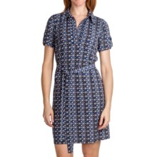 Laundry by Design Matte Jersey Shirt Dress - Johnny Collar, Short Sleeve (For Women) in Inkblot Multi - Closeouts