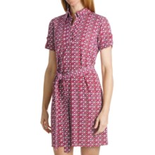 Laundry by Design Matte Jersey Shirt Dress - Johnny Collar, Short Sleeve (For Women) in Shell Pink Multi - Closeouts