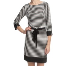 Laundry by Design Matte Jersey Skinny Stripe Dress - 3/4 Sleeve (For Women) in Black Multi - Closeouts