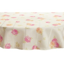 Laura Ashley Stain-Resistant Oval Tablecloth - Microfiber, 60x84” in Ellie Patchwork - Closeouts