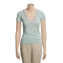 Lauren Hansen Beaded Shirt - Linen, Short Sleeve (For Women) in Pool - Closeouts
