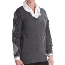 Lauren Hansen Cashmere Argyle Sweater - V-Neck (For Women) in Charcoal/Med Grey - Closeouts