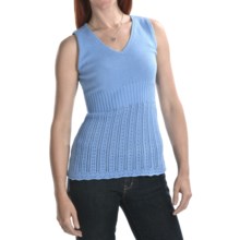Lauren Hansen Cotton Pointelle Sweater - Sleeveless, V-Neck (For Women) in Light Blue - Closeouts