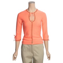 Lauren Hansen Cotton-Rich Shirt - Beaded Crochet Trim, 3/4 Sleeve (For Women) in Peach - Closeouts