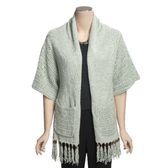 Lauren Hansen Fringed Kimono Scarf - Tape Yarn (For Women) in Eucalyptus
