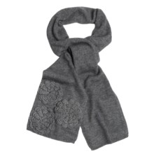 Lauren Hansen Loop-Through Scarf - Merino-Alpaca Wool, Floral Applique (For Women) in Medium Grey - Closeouts