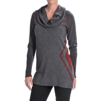 Lauren Hansen Merino Wool Argyle Sweater - Slim Fit (For Women) in Charcoal/Cherry