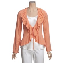 Lauren Hansen Ruffled Knit Cardigan Sweater (For Women) in Melon - Closeouts