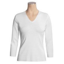 Lauren Hansen V-Neck Shirt - 3/4 Sleeve (For Women) in White - Closeouts