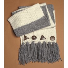 Lauren Hansen Wool-Alpaca Long Scarf - Button Detail (For Women) in Grey/Ivory - Closeouts
