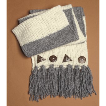 Lauren Hansen Wool-Alpaca Long Scarf - Button Detail (For Women) in Grey/Ivory