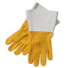 Laurentide Buckskin Work Gloves - Protective Cuff (For Men) in Tan W/Grey Cuff - Closeouts