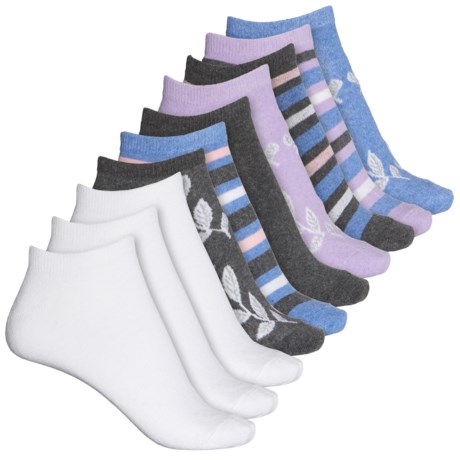 Born Leafy Recycled Cotton Socks - 10-Pack, Below the Ankle (For Women) - CHARCOAL (M )