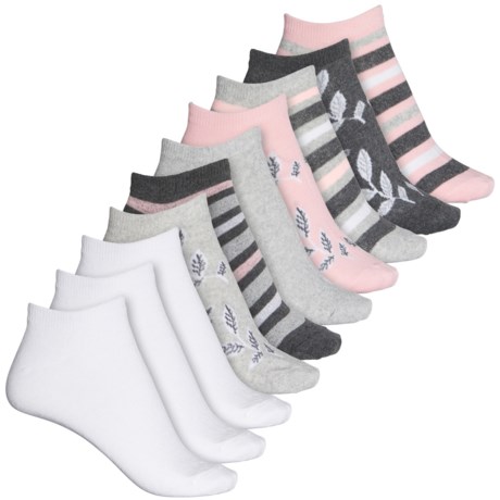 Born Leafy Recycled Cotton Socks - 10-Pack, Below the Ankle (For Women) - LIGHT GREY HEATHER (M )
