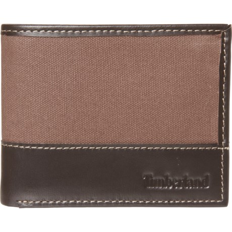 Timberland Leather and Canvas Passcase Wallet (For Men) - DARK EARTH ( )