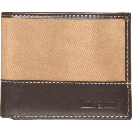 Timberland Leather and Canvas Passcase Wallet (For Men) - KHAKI ( )
