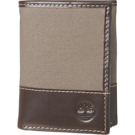 Timberland Leather and Canvas Trifold Wallet - Charcoal (For Men) - 30 CHARCOAL ( )