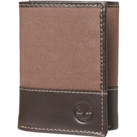 Timberland Leather and Canvas Trifold Wallet - Charcoal (For Men) - DARK EARTH ( )