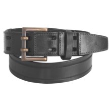 Leather Island by Bill Lavin Double Prong Buckle Belt - Leather (For Men) in Black - Closeouts