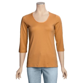 Left Coast Tee Scoop Neck Shirt - Pima Cotton, 3/4 Sleeve (For Women) in Orange
