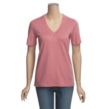 Left Coast Tee V-Neck Shirt - Pima Cotton, Short Sleeve (For Women) in Rose - Closeouts