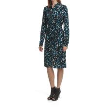 Leslie Fay Shirtwaist Dress - Matte Jersey, Long Sleeve (For Women) in Blue Multi - Closeouts