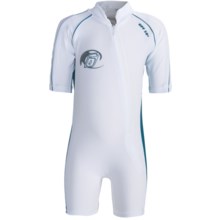 Level Six Apollo Sunsuit - UPF 50+, Elbow Sleeve (For Boys) in White/Coastline Blue - Closeouts
