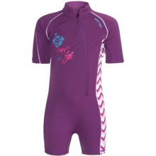 Level Six Aurora Sunsuit - UPF 50+, Elbow Sleeve (For Girls) in Violet/Acute Wave - Closeouts