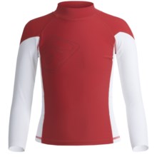 Level Six Slater Rash Guard Shirt - UPF 50+, Long Sleeve (For Boys) in Bright Red/White - Closeouts