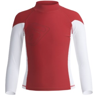 Level Six Slater Rash Guard Shirt - UPF 50+, Long Sleeve (For Boys) in Bright Red/White