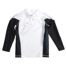 Level Six Slater Rash Guard Shirt - UPF 50+, Long Sleeve (For Boys) in White/Black - Closeouts