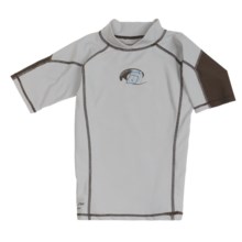 Level Six Slater Rash Guard Shirt - UPF 50+, Short Sleeve (For Boys) in Silver/Brown - Closeouts