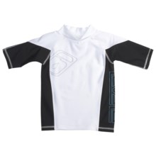 Level Six Slater Rash Guard Shirt - UPF 50+, Short Sleeve (For Boys) in White/Black - Closeouts