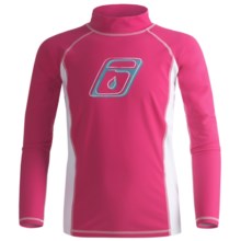 Level Six Stella Rash Guard Shirt - UPF 50+, Long Sleeve (For Girls) in Razzberry/White - Closeouts