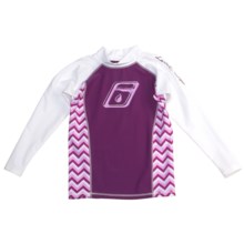 Level Six Stella Rash Guard Shirt - UPF 50+, Long Sleeve (For Girls) in White/Violet/Acute Waves - Closeouts
