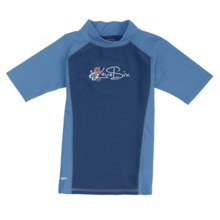 Level Six Stella Rash Guard Shirt - UPF 50+, Short Sleeve (For Girls) in Blue Glacier/Pacific Blue - Closeouts