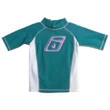 Level Six Stella Rash Guard Shirt - UPF 50+, Short Sleeve (For Girls) in Coastline Blue - Closeouts