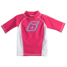 Level Six Stella Rash Guard Shirt - UPF 50+, Short Sleeve (For Girls) in Razzberry/White - Closeouts