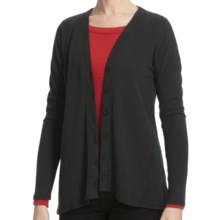 Lilla P A-Line Cardigan Sweater - Brushed Jersey (For Women) in Black - Closeouts