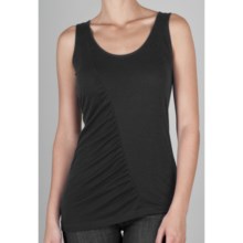 Lilla P Asymmetrical Ruched Tank - Pima Cotton-Modal, Sleeveless (For Women) in Black - Closeouts