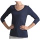 Lilla P Basic Deep V-Neck Shirt - Pima Cotton, 3/4 Sleeve (For Women)
