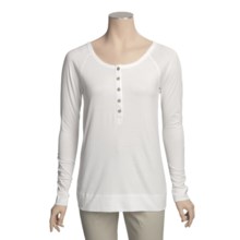 Lilla P Basics Henley Shirt - Pima Cotton, Long Raglan Sleeve (For Women) in White - Closeouts