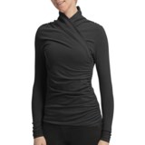 Lilla P Brushed Cotton Jersey Shirt - Wrap Front, Long Sleeve (For Women)