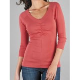 Lilla P Classic Ruched-Front Shirt - Pima Cotton, 3/4 Raglan Sleeve (For Women)