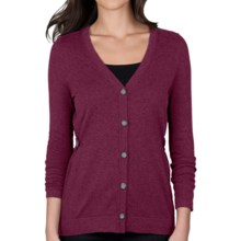 Lilla P Cotton-Cashmere Cardigan Sweater (For Women) in Bordeaux - Closeouts