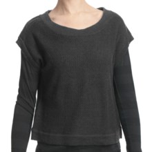 Lilla P Cropped Tuck Stitch Sweater - Short Dolman Sleeve (For Women) in Graphite - Closeouts